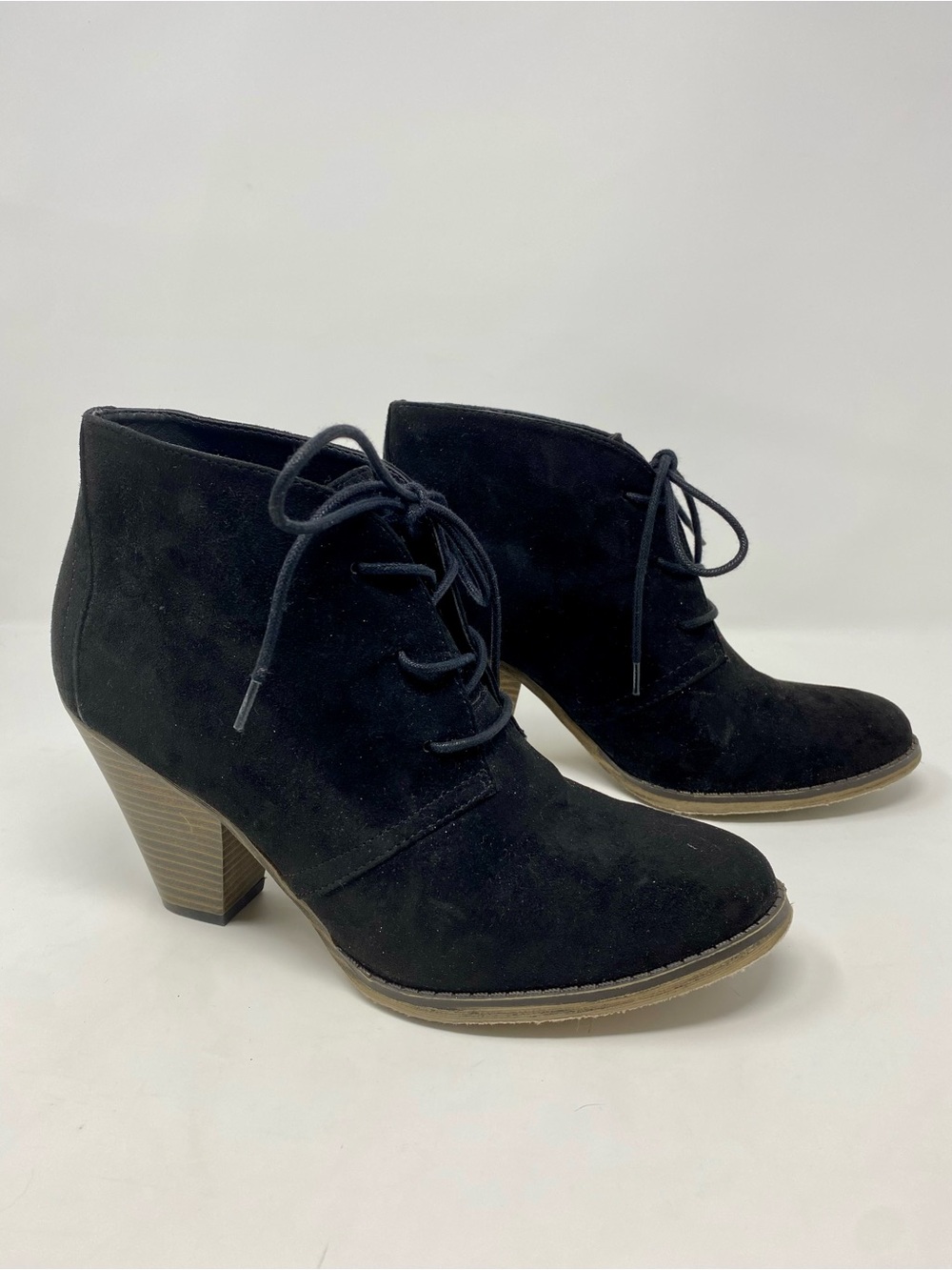Women's Black Suede Lace-Up Ankle Booties Size 9.5